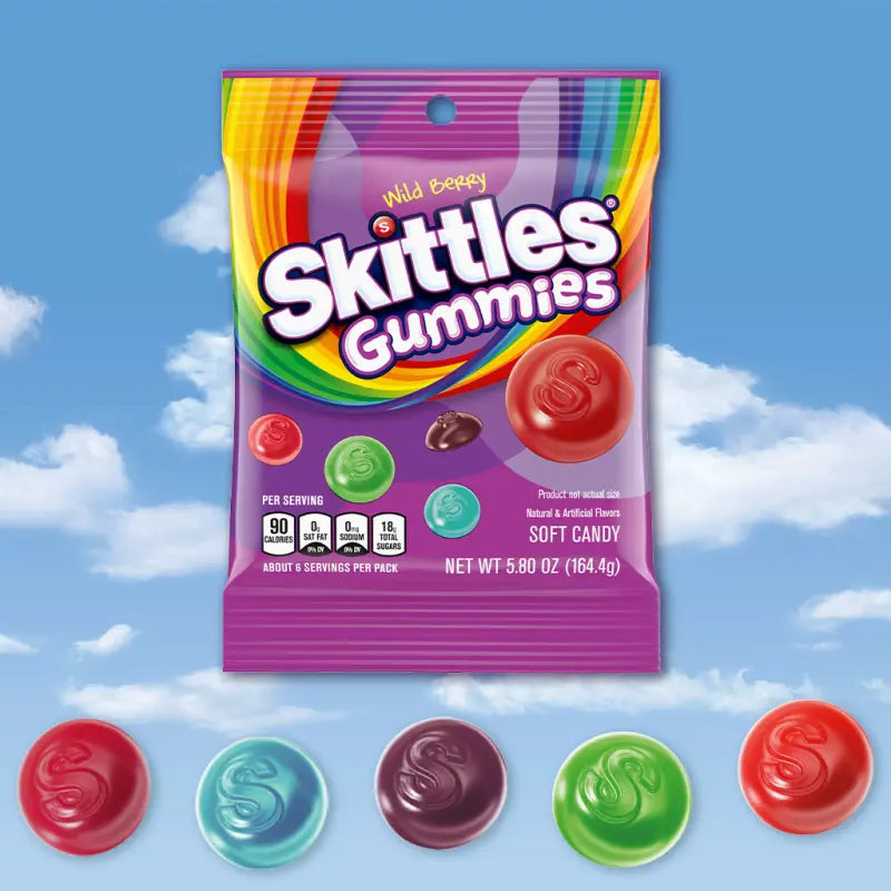 SKITTLES Wild Berry Gummies Candy Bag 164g - Sweet & Tangy Treats for Kids & Adults - Perfect Snack for Any Occasion