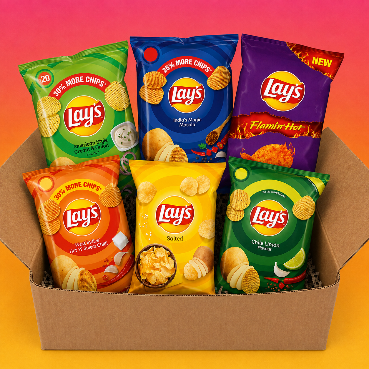 Lay's International Box Of 6 Flavours (India)