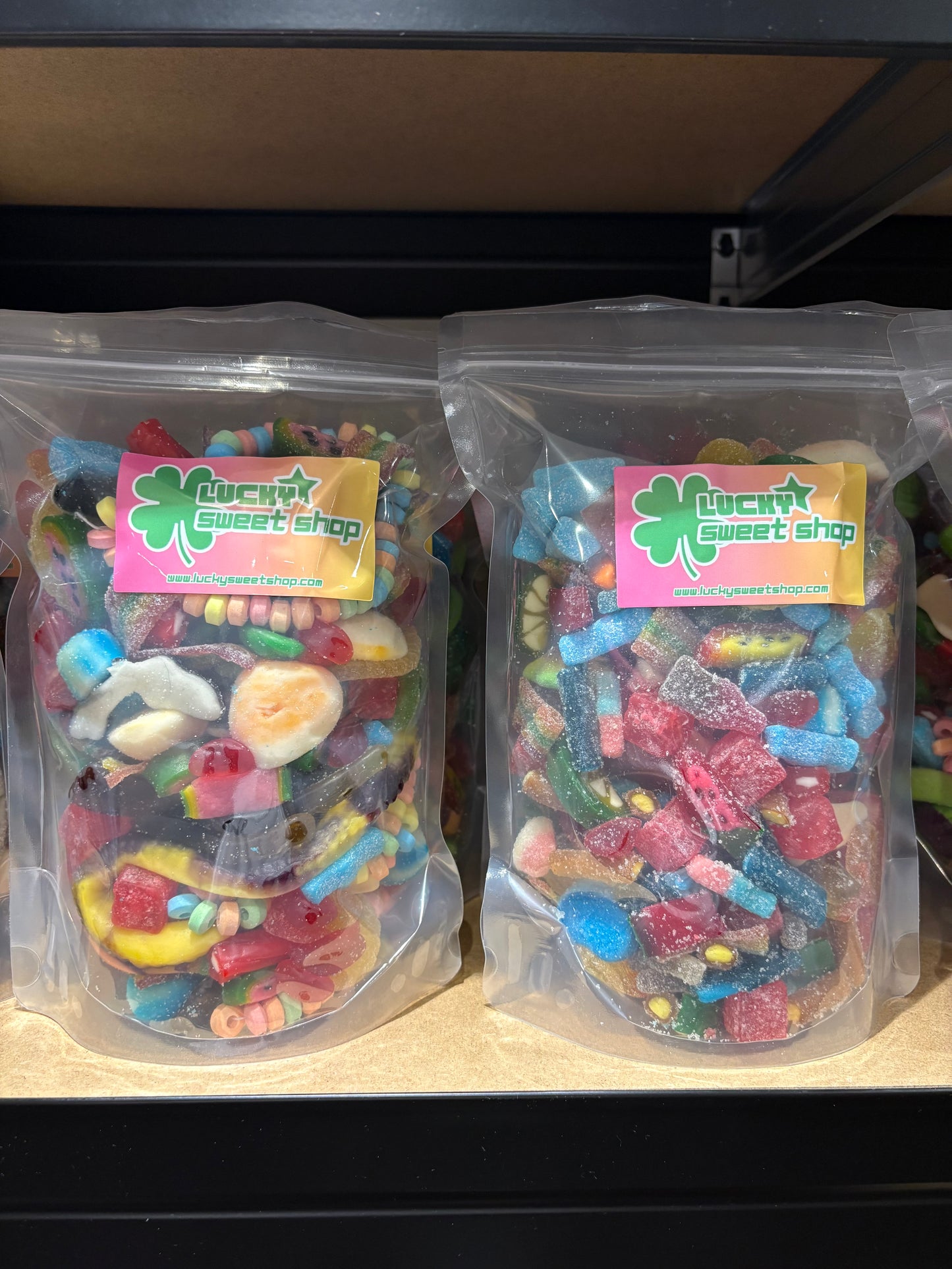 Lucky Sweet Shop Sweet Bag 1kg - Assorted Coloured Gummies & Candies in Reusable Bag