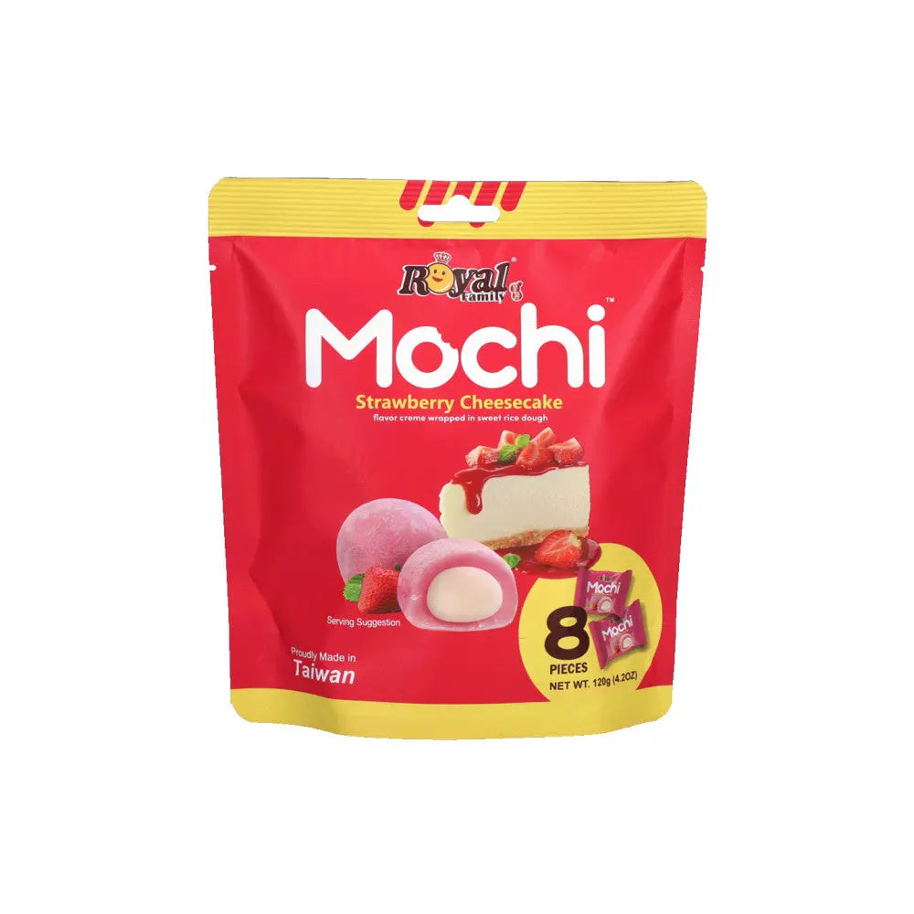 Royal Mochi 3 Flavours 8 Pieces Soft & Chewy Taiwanese Dessert Snack - Strawberry Cheesecake Variety Pack