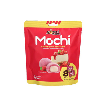 Royal Mochi 3 Flavours 8 Pieces Soft & Chewy Taiwanese Dessert Snack - Strawberry Cheesecake Variety Pack