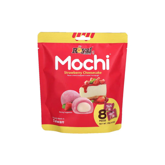 Royal Mochi 3 Flavours 8 Pieces Soft & Chewy Taiwanese Dessert Snack - Strawberry Cheesecake Variety Pack
