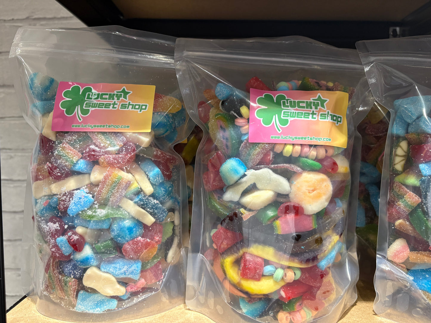 Lucky Sweet Shop Sweet Bag 1kg - Assorted Coloured Gummies & Candies in Reusable Bag