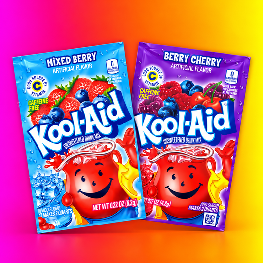 Kool-Aid Mixed Berry & Berry Cherry Artificial Flavor Drink Mix 0.22 oz Caffeine Free Good Source of Vitamin C Both Packets