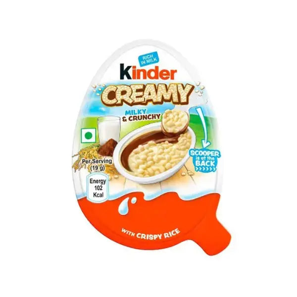 Kinder Creamy 19G India Milky & Crunchy with Crispy Rice 102 kcal Rich in Milk Solids