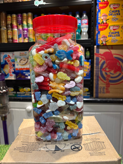 2KG Sweet Jar with Chinese Fanta - Vibrant Assorted Gummies & Candies in Large Transparent Container