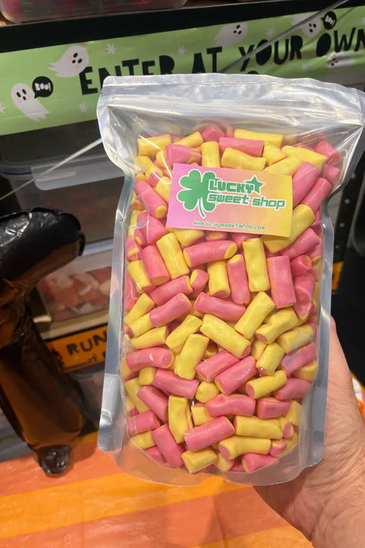 1KG Rhubarb And Custard Sweet Bag Candy Bag LuckysweetshopUk