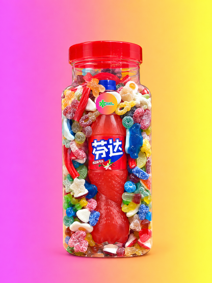 2KG Sweet Jar with Chinese Fanta - Vibrant Assorted Gummies & Candies in Large Transparent Container
