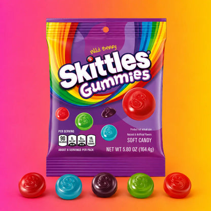 SKITTLES Wild Berry Gummies Candy Bag 164g - Sweet & Tangy Treats for Kids & Adults - Perfect Snack for Any Occasion